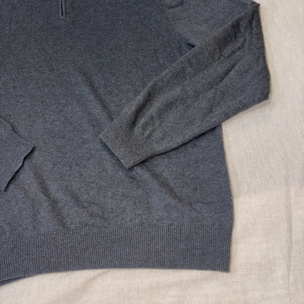 The Men's Store Bloomingdale's Cashmere Sweater‎ 1/4 Zip Men's XL Gray Preppy - Picture 6 of 13
